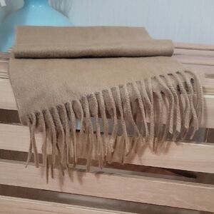 Elegant Tan Fringe Cashmere Scarf